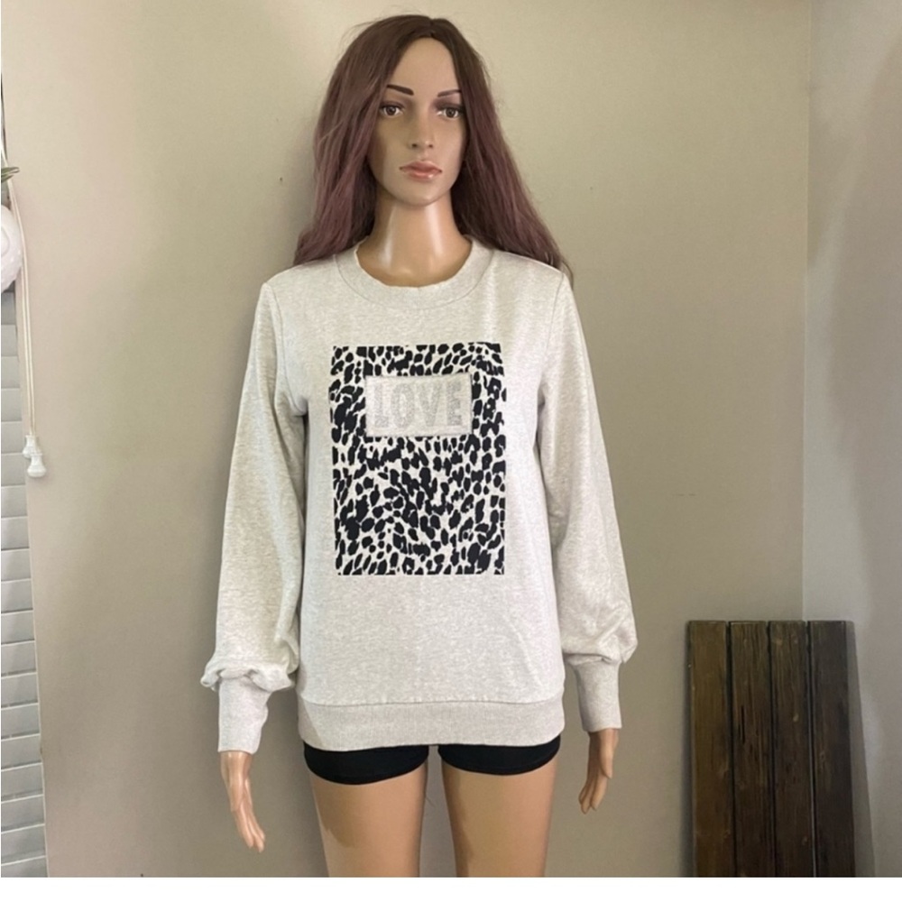 Kaffe Sweatshirt XS Light Gray Love Crewneck kale oat